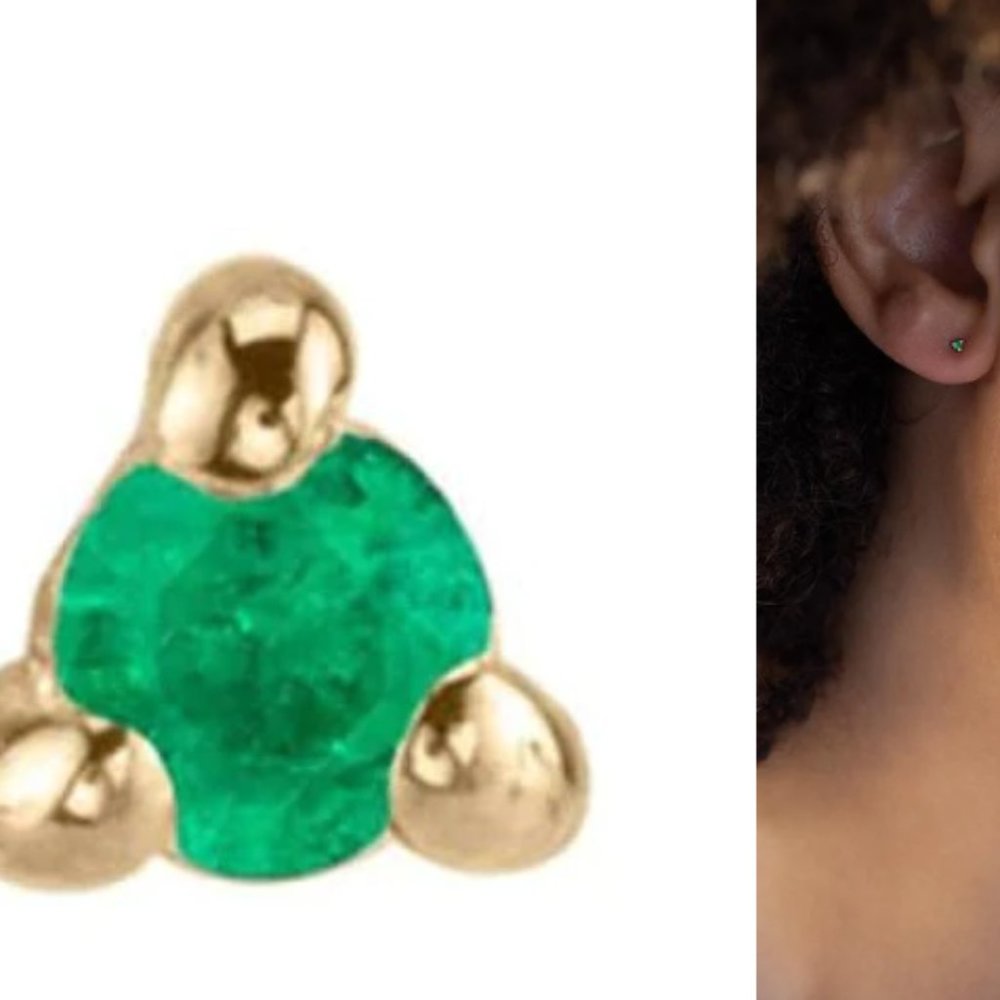 Lizzie Mandler Emerald Round Stud (Single)